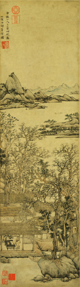 元 王蒙 西郊草堂图轴 纸本97.5×27.2cm.tif
